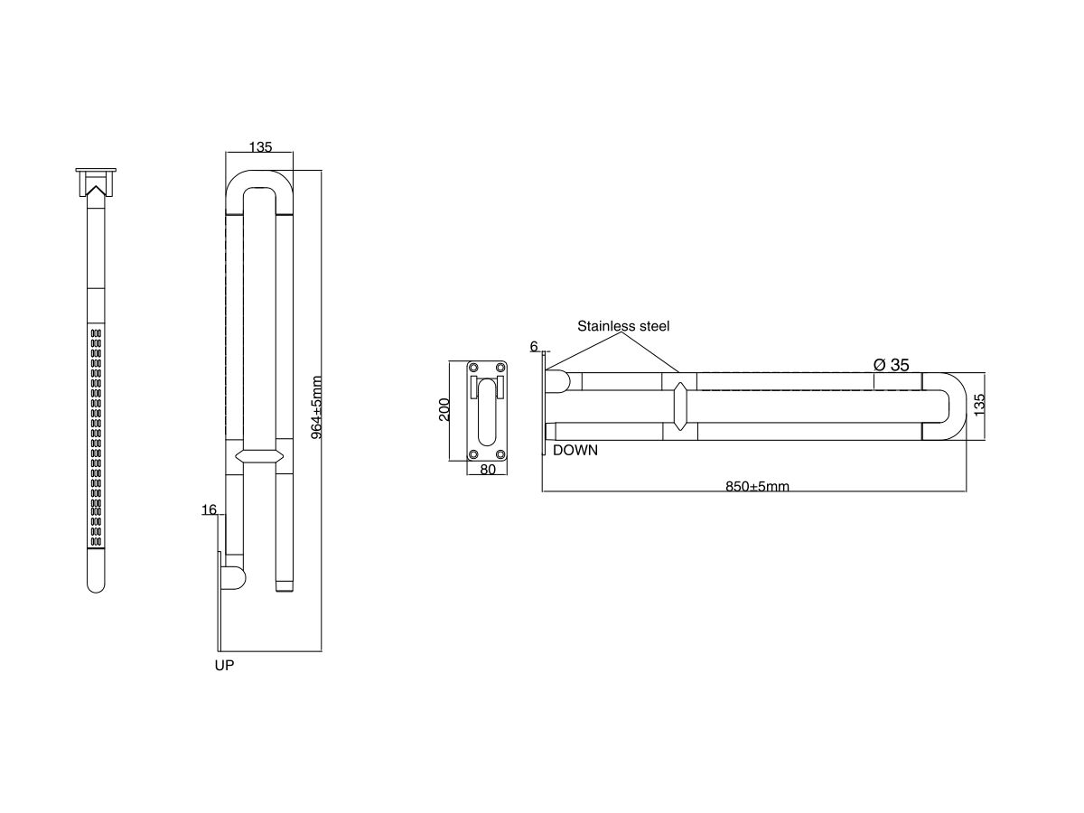 Reece Wolfen Wall Mounted Support Arm White & Stainless Steel