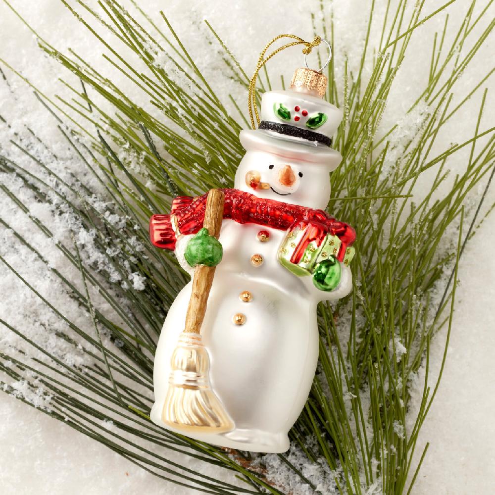 Reed & Barton 2025 Retro Blown Glass Snowman Ornament