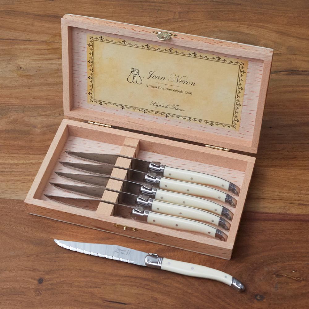 reed & barton 6-Piece Steak Knife Set with Wood Box Ivory