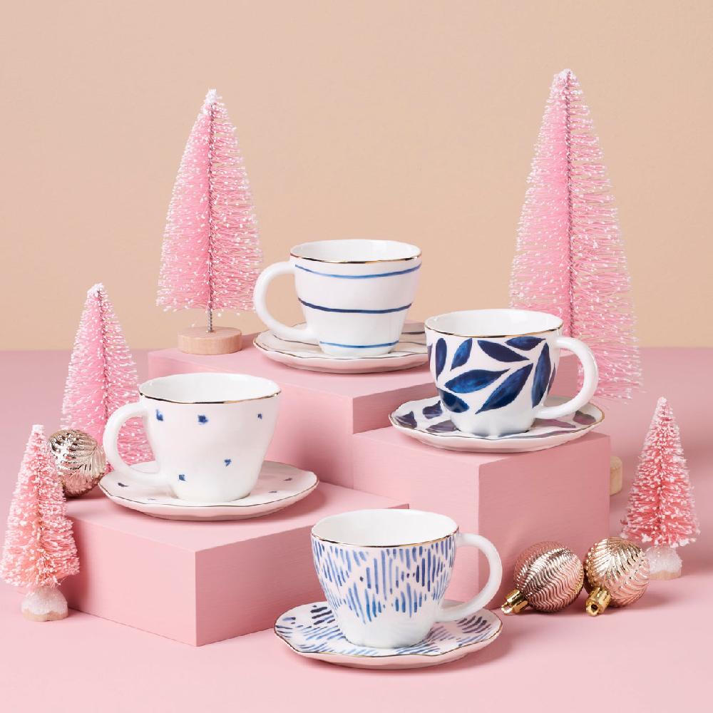 Reed & Barton Blue Bay 8-Piece Espresso Cup & Saucer Set