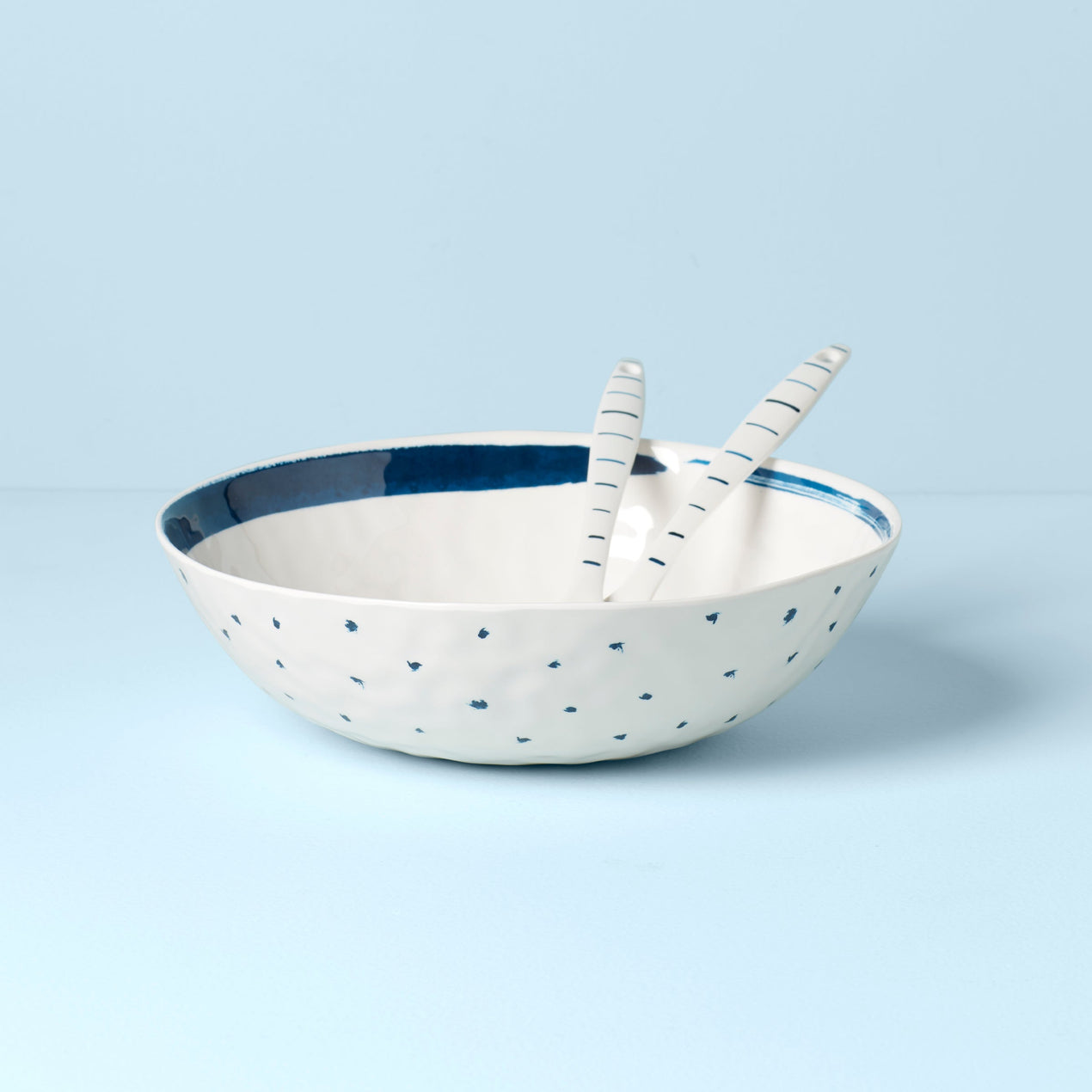 reed & barton Blue Bay Melamine Salad Bowl With Servers