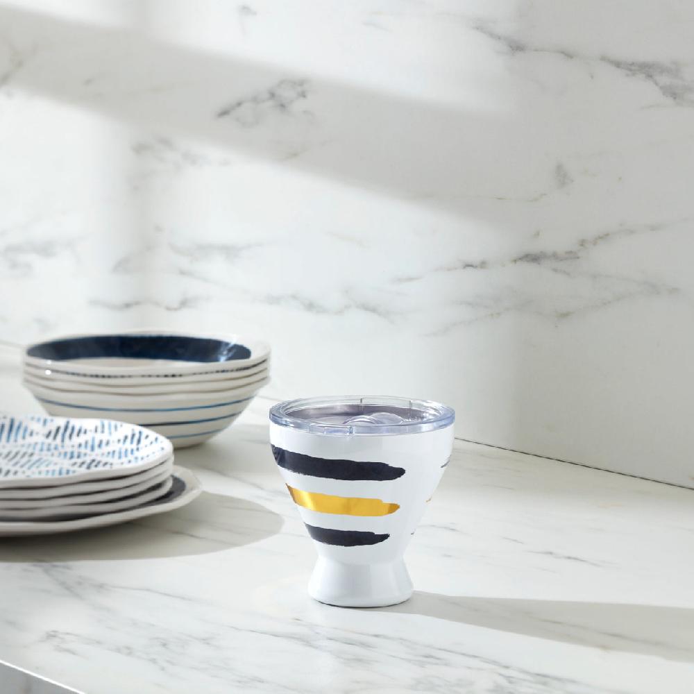 Reed & Barton Blue Bay Stripe Stainless Steel Cocktail Tumbler