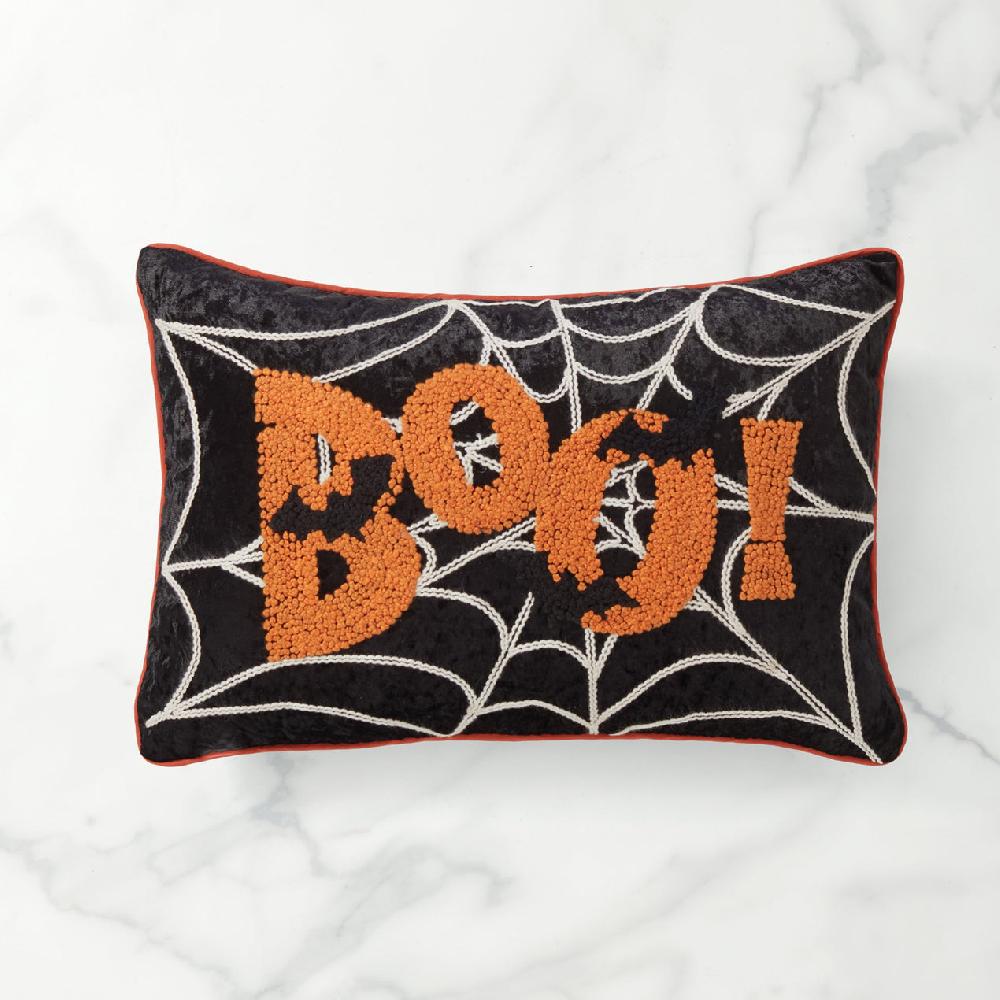 reed & barton Boo Web & Bats 14x20 Beaded Halloween Pillow