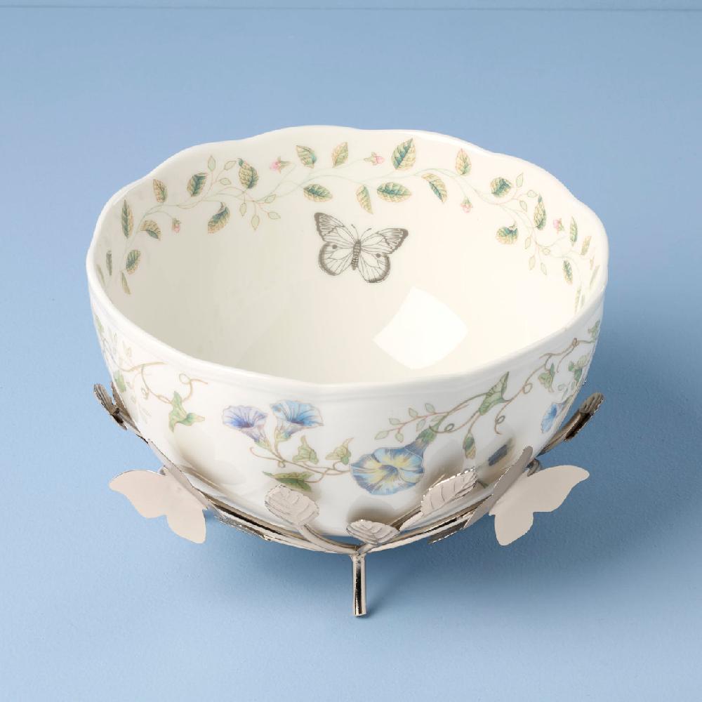 Reed & Barton Butterfly Meadow 25th Anniversary Bowl With Stand