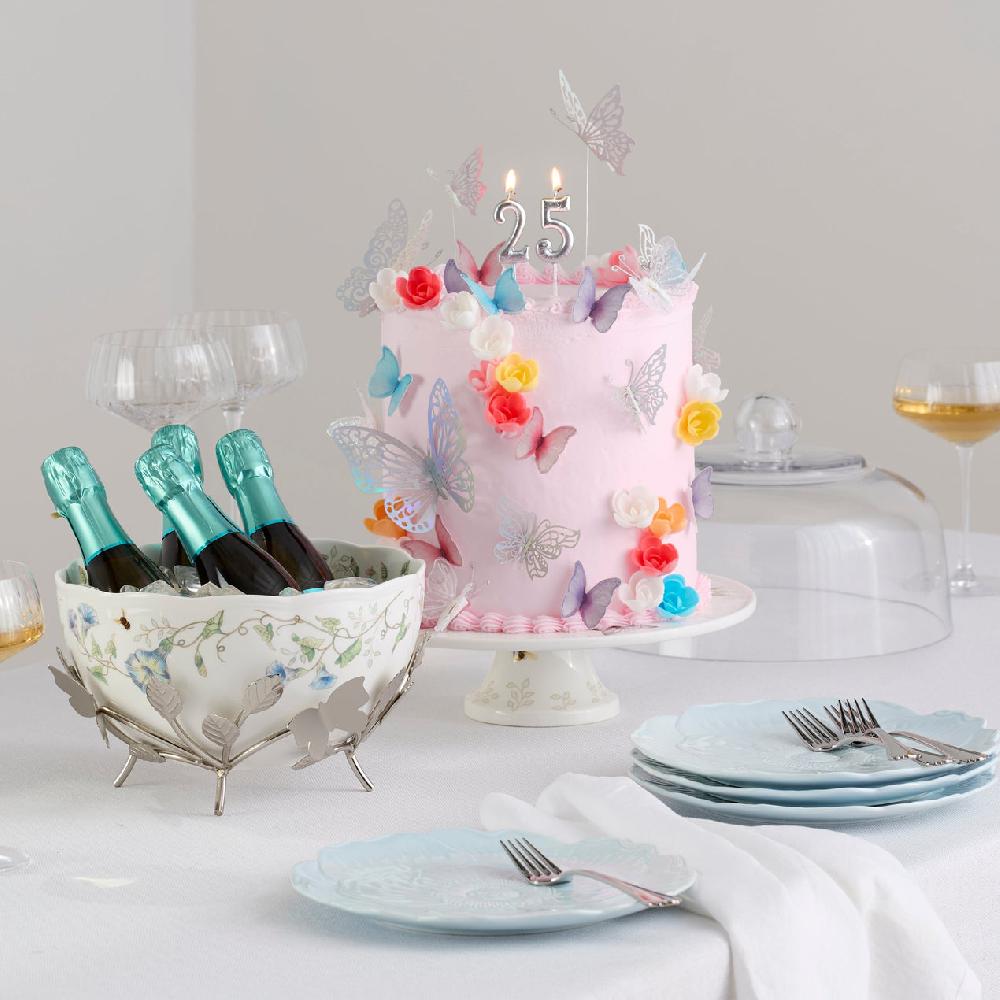 Reed & Barton Butterfly Meadow 25th Anniversary Bowl With Stand