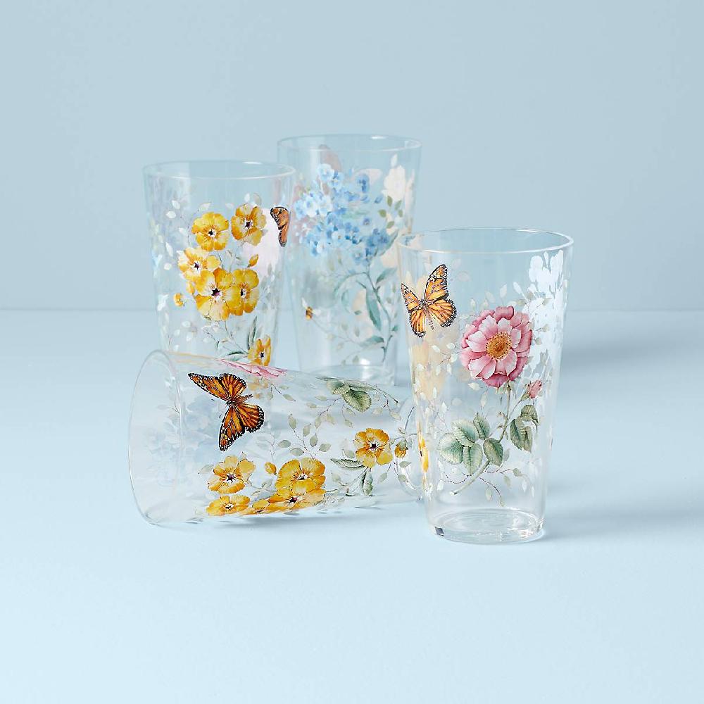 reed & barton Butterfly Meadow Acrylic Highball Glasses - Set Of 4