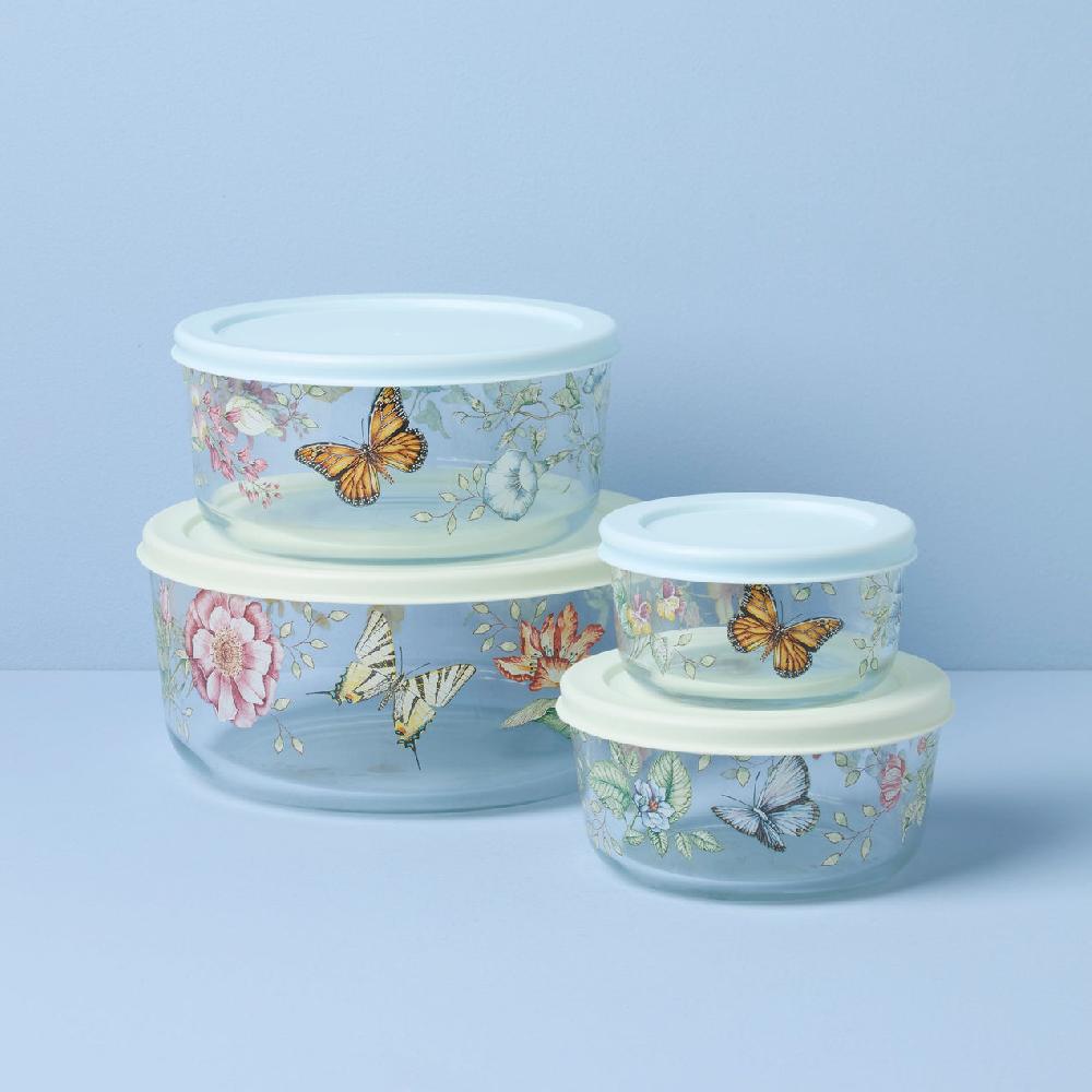 reed & barton Butterfly Meadow Glass Containers - Set Of 4
