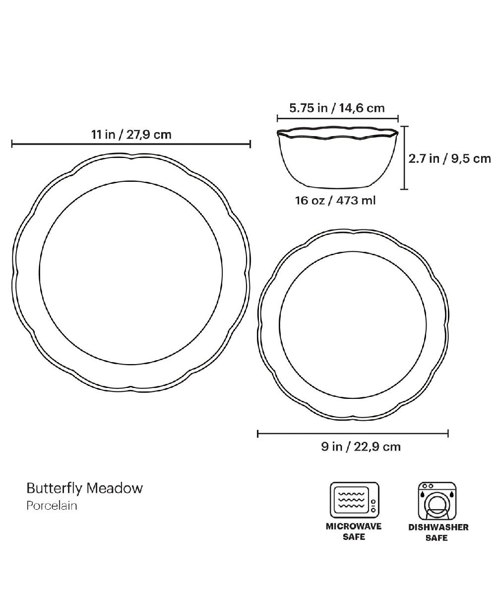 Reed & Barton Butterfly Meadow Holiday 12-Piece Dinnerware Set