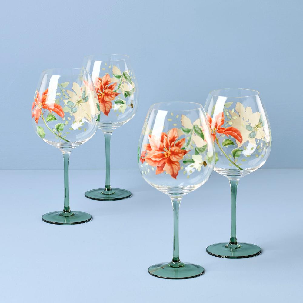 Reed & Barton Butterfly Meadow Holliday Balloon Glasses - Set Of 4