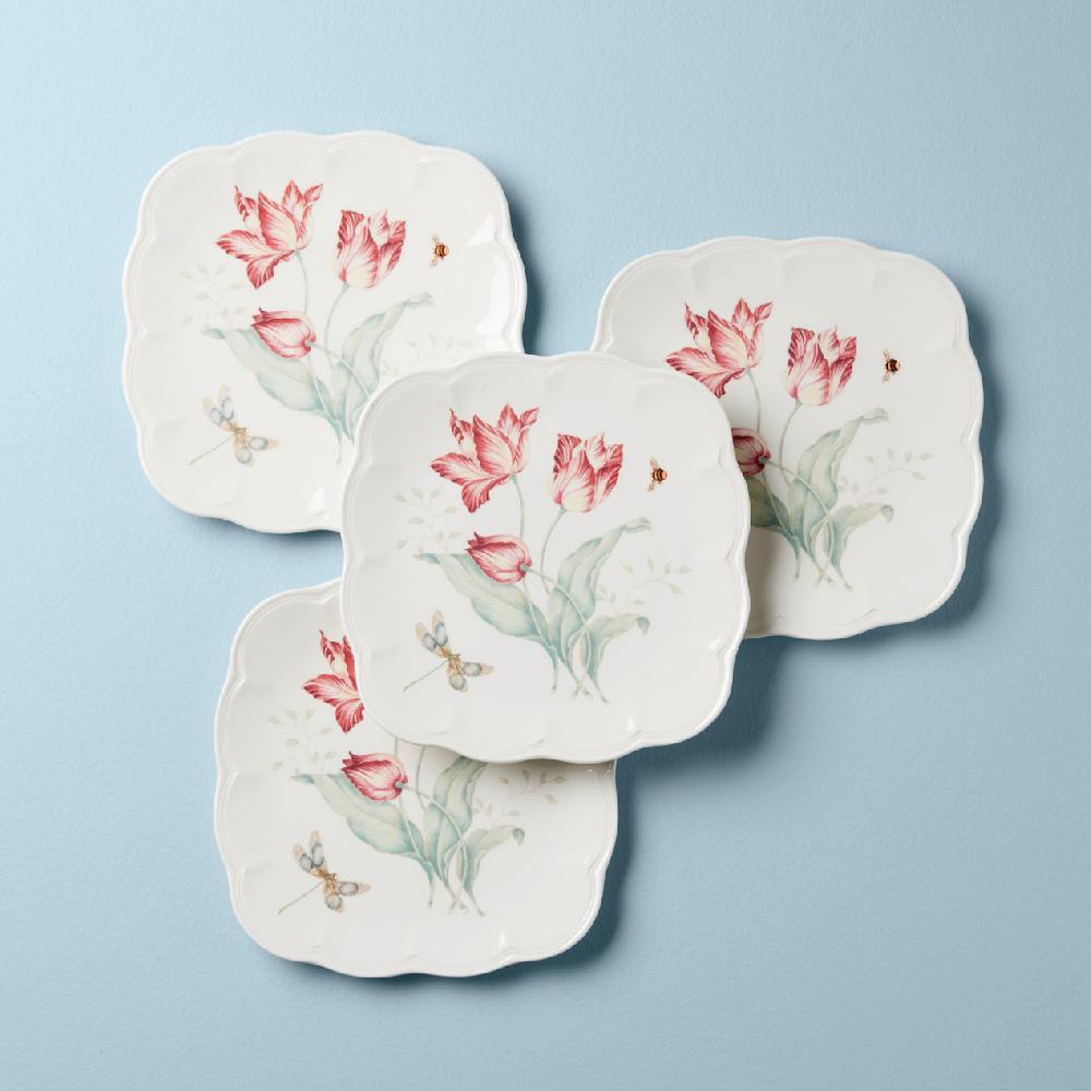 reed & barton Butterfly Meadow Square Accent Plates - Set of 4