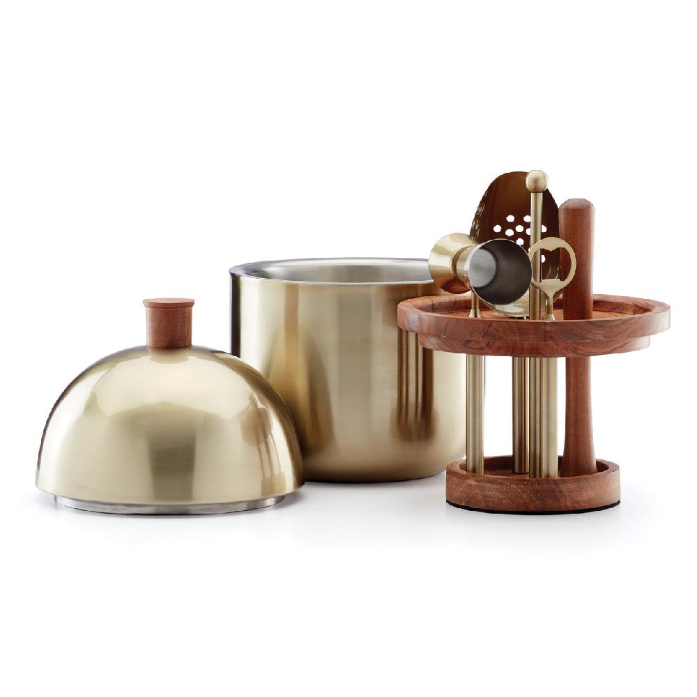 Reed & Barton Cocktail Party Brushed Gold Bar Tool Set