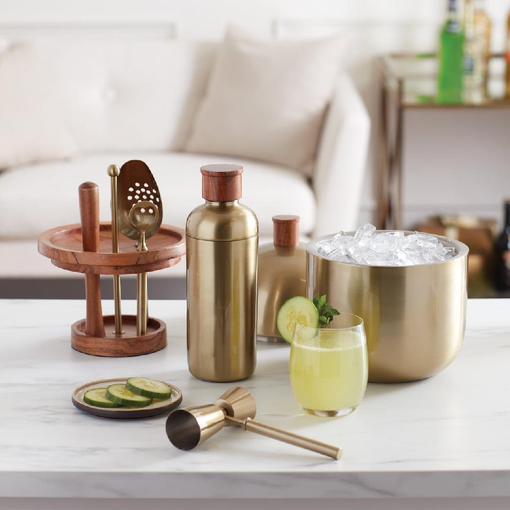 Reed & Barton Cocktail Party Brushed Gold Bar Tool Set