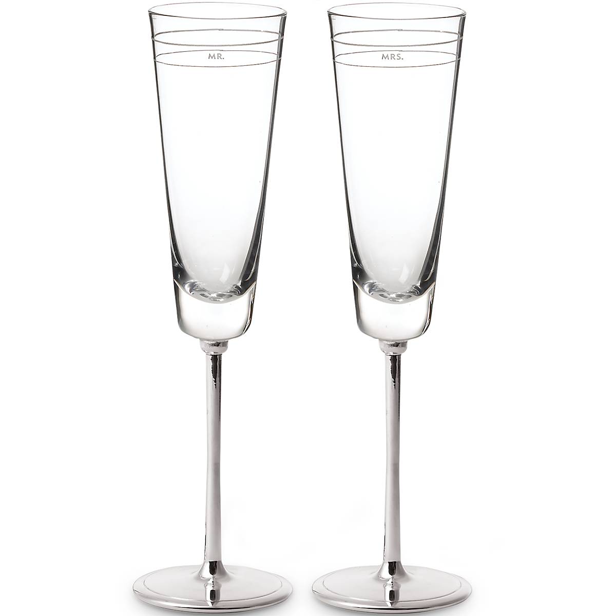 reed & barton Darling Point "Mr." and "Mrs." 2 pc Champagne Flute