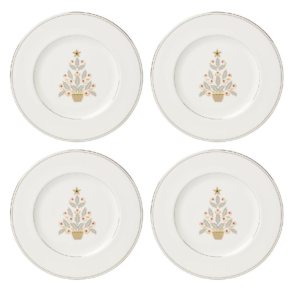 Reed & Barton Federal Platinum Tree Accent Plates - Set Of 4