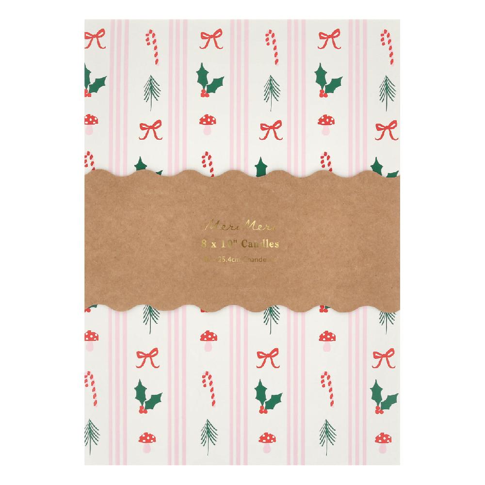 Reed & Barton Festive Patterned Table Candles Set Of 8