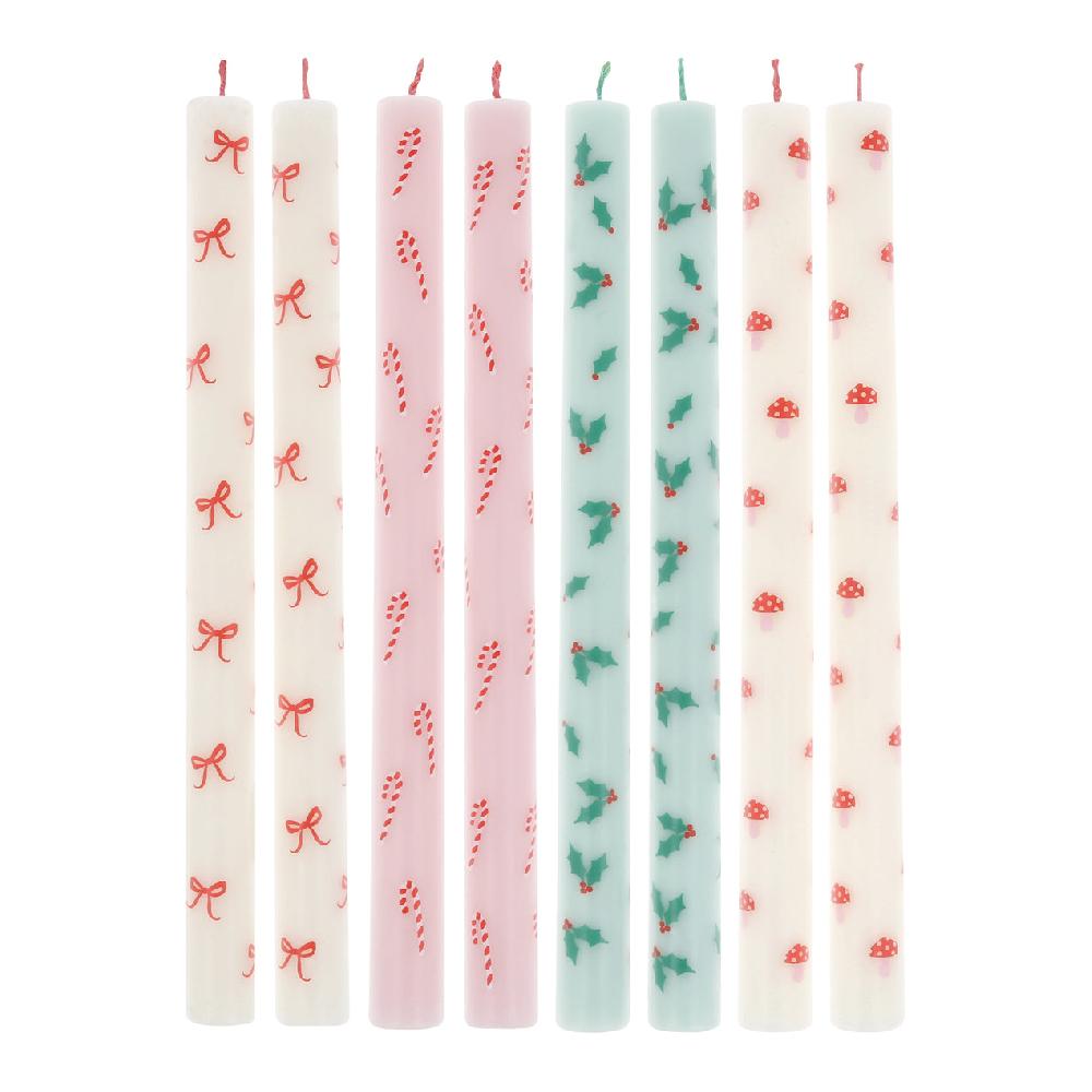 reed & barton Festive Patterned Table Candles Set of 8
