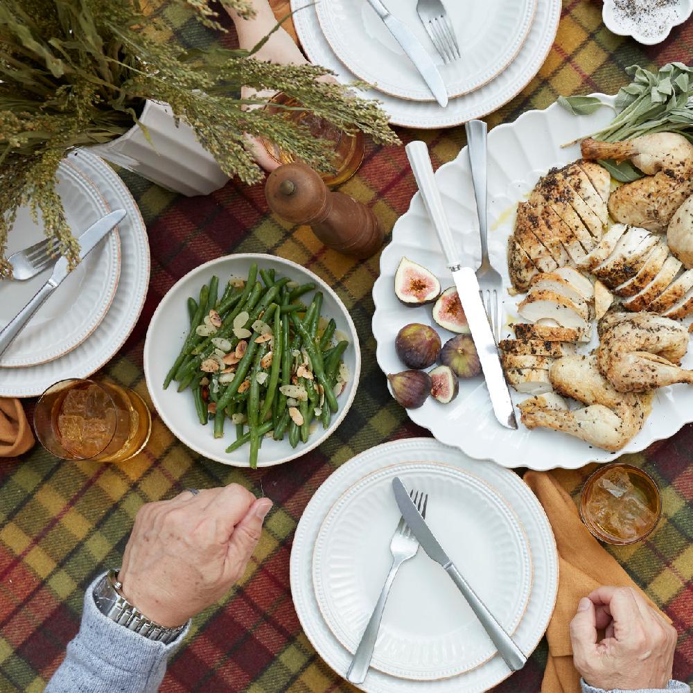 Reed & Barton French Perle Groove White 12-Piece Dinnerware Set