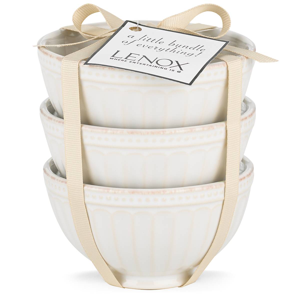 Reed & Barton French Perle Groove White 3-Piece Mini Bowl Set