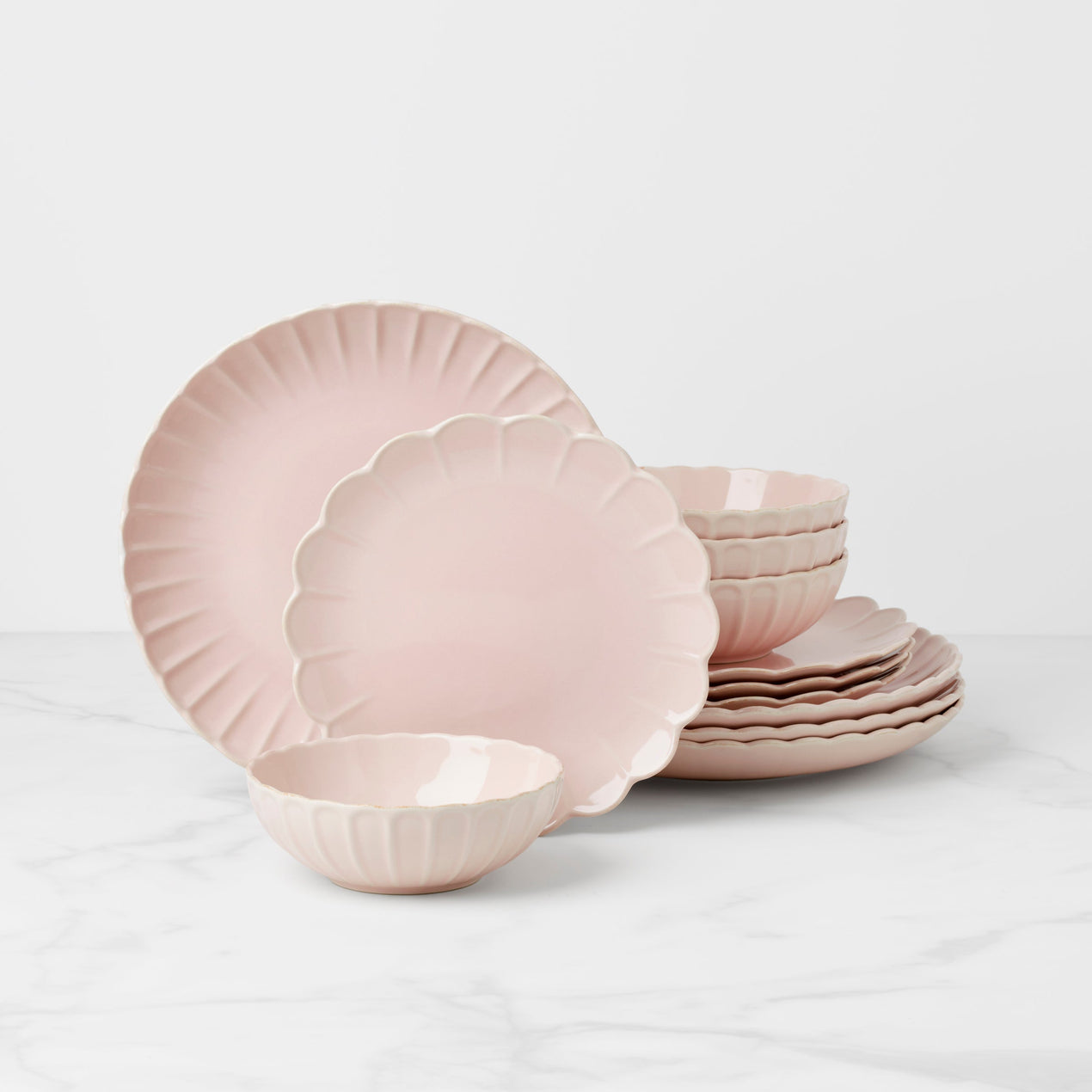 reed & barton French Perle Scallop Blush 12-Piece Dinnerware Set