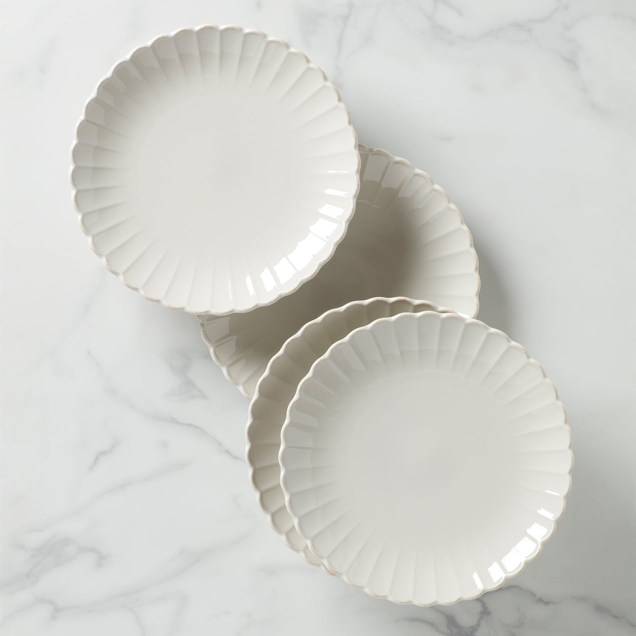 reed & barton French Perle Scallop Dinner Plates - Set of 4