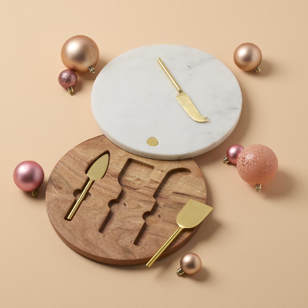 Reed & Barton Garnet Swivel Serving Board & Cheese Serving Set