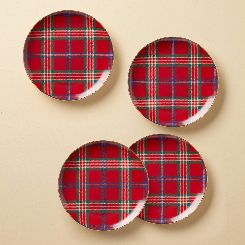 reed & barton Holiday Red Tartan Accent Plates - Set of 4