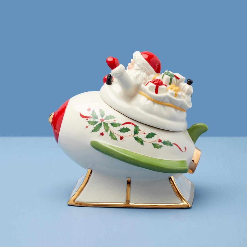 Reed & Barton Holiday Santa's Rocket Covered Candy Dish
