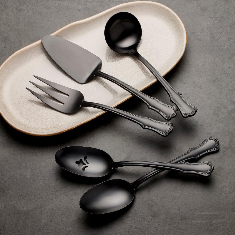 Reed & Barton James Street Black Satin 5 Piece Hostess Set