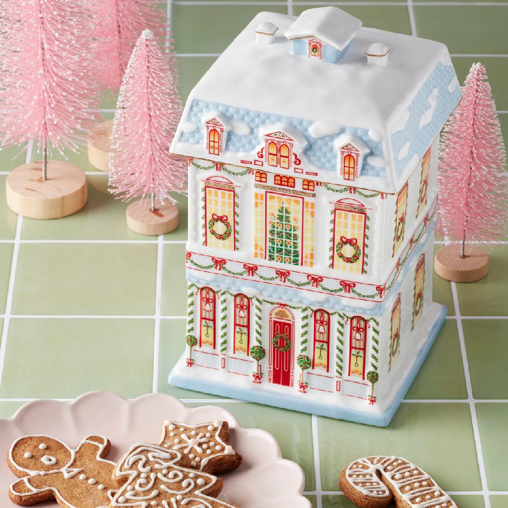 Reed & Barton Lenox Holiday Village Christmas Cookie Jar