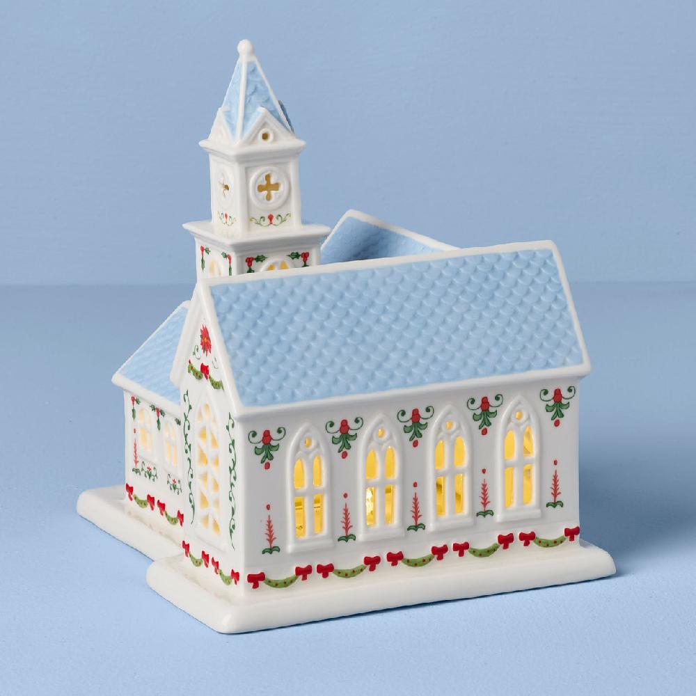 Reed & Barton Lenox Holiday Village Lit Christmas Church Figurine