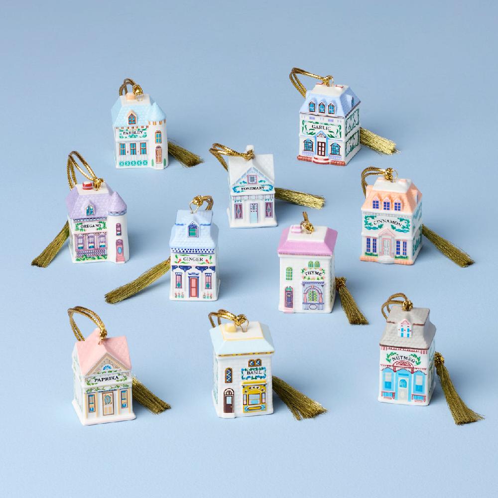 reed & barton Lenox Spice Village 10-Piece Mini Ornament Set