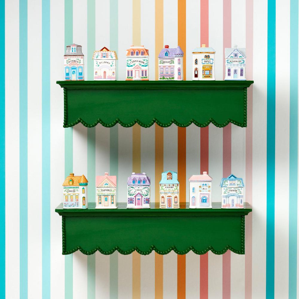 Reed & Barton Lenox Spice Village 6-Piece Rustic Row Spice Jar Set