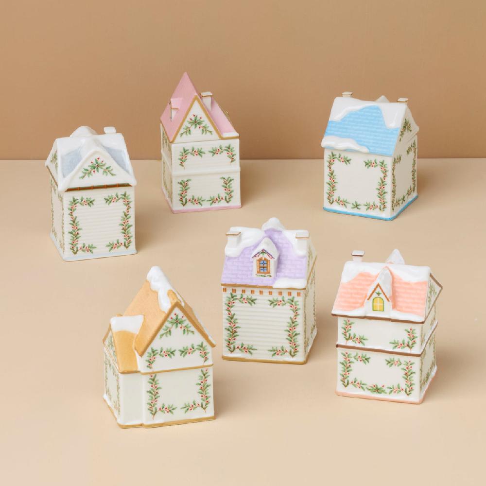 Reed & Barton Lenox Village Christmas Spice Jars Set Of 6