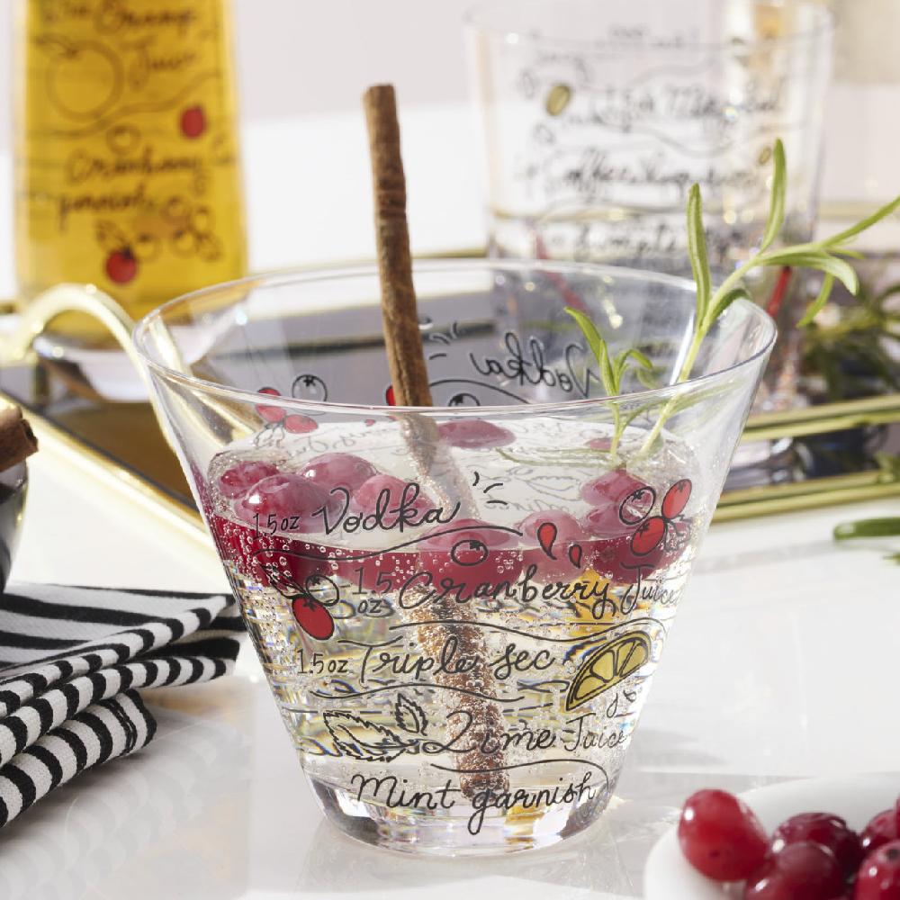 Reed & Barton Make Merry Stemless Martini Glasses - Set Of 4