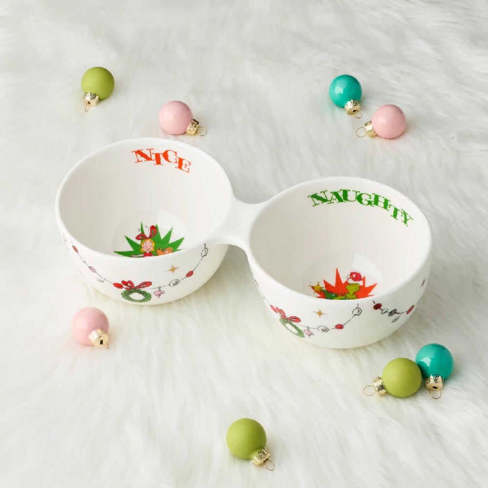 Reed & Barton Merry Grinchmas Naughty Or Nice Double Dip Bowl