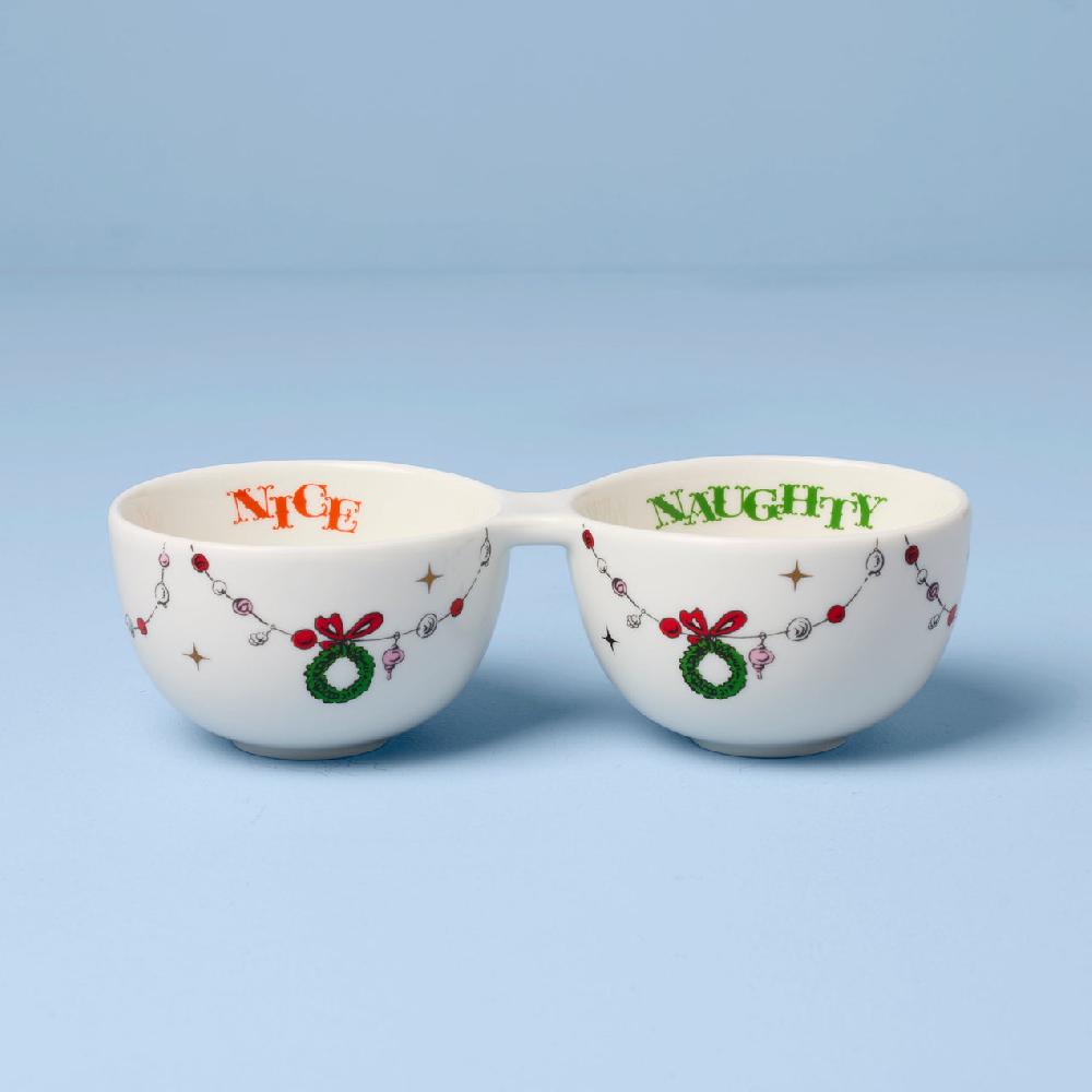 reed & barton Merry Grinchmas Naughty or Nice Double Dip Bowl