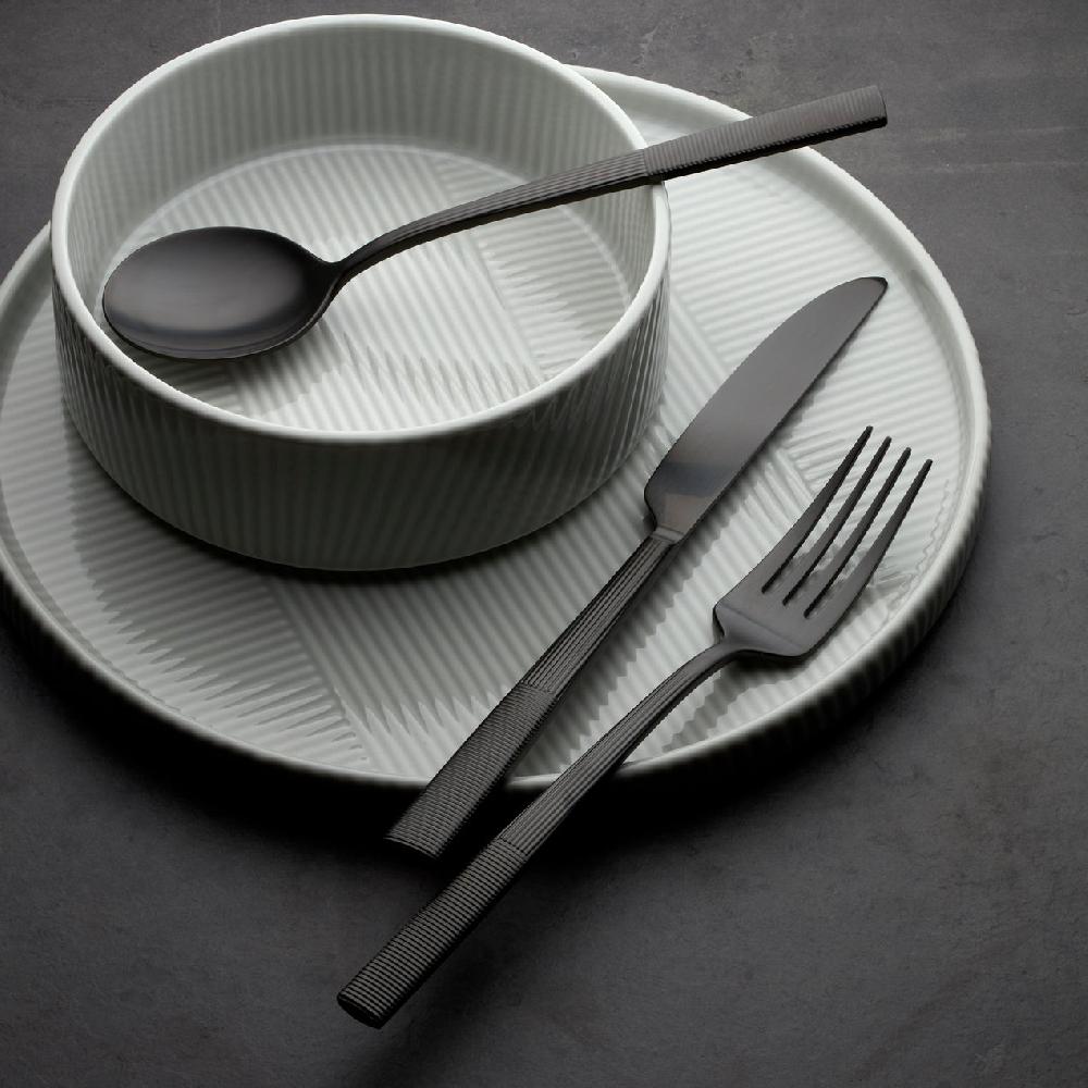 Reed & Barton Modulus Black Satin 20 Piece Flatware Set