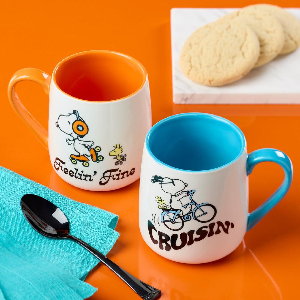 Reed & Barton Peanuts Mugs - Set Of 2 - Cruisin'-Feelin' Fine