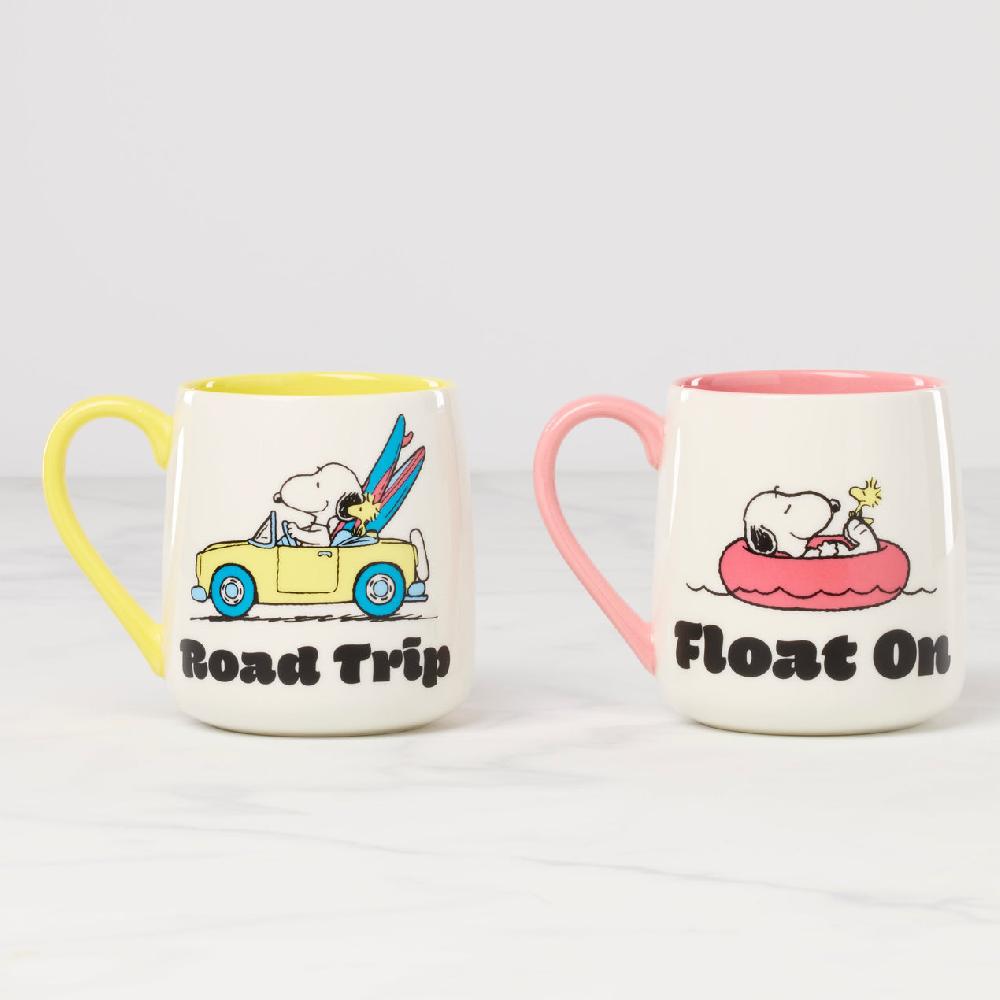 Reed & Barton Peanuts Mugs - Set Of 2 - Road Trip-Float On