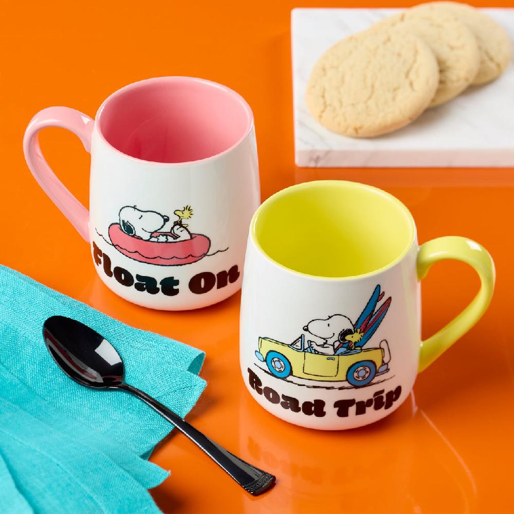 Reed & Barton Peanuts Mugs - Set Of 2 - Road Trip-Float On