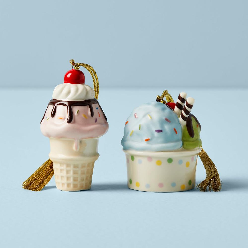 Reed & Barton Personalized Forever Friends Ice Cream 2-Piece Ornament Set