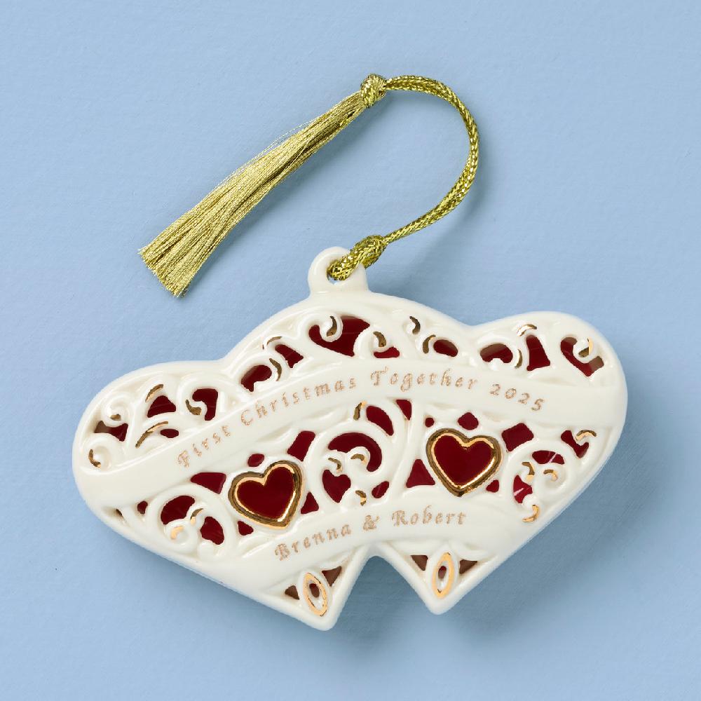 reed & barton Personalized Two Hearts One Love Ornament