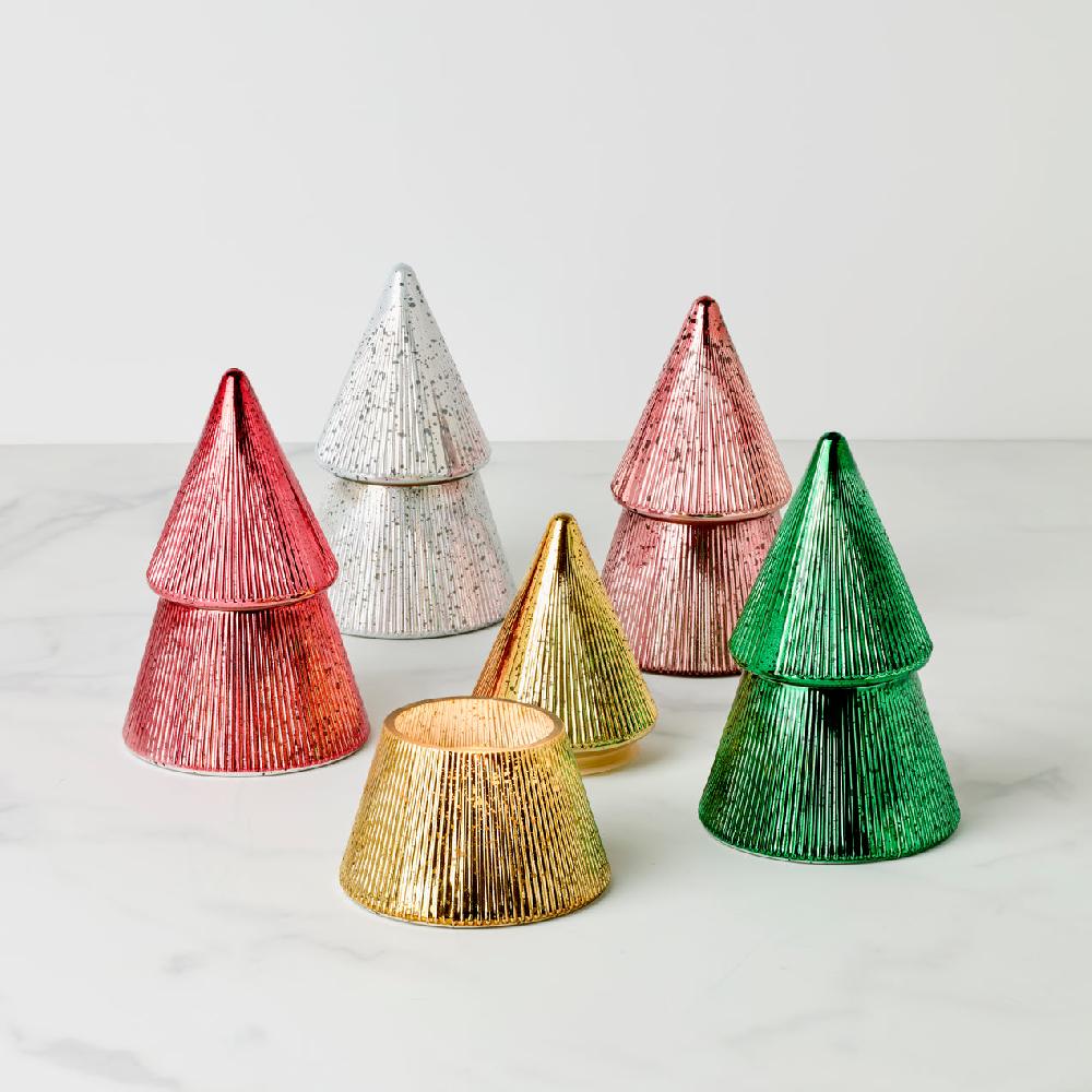 Reed & Barton Pink Mercury Glass 7-oz Soy Wax Tree Candle Pink Peppermint