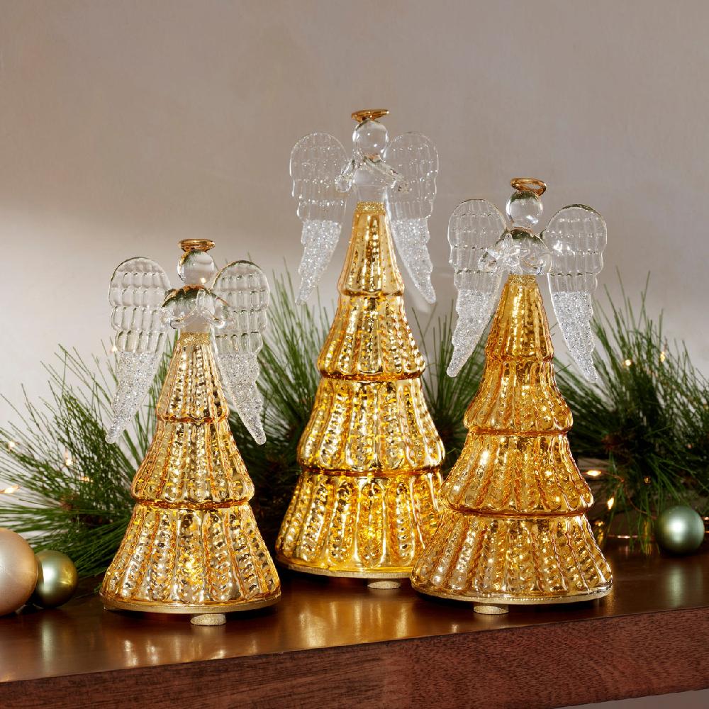 Reed & Barton Radiant Light Lit Angel Figurines 3-Piece Set