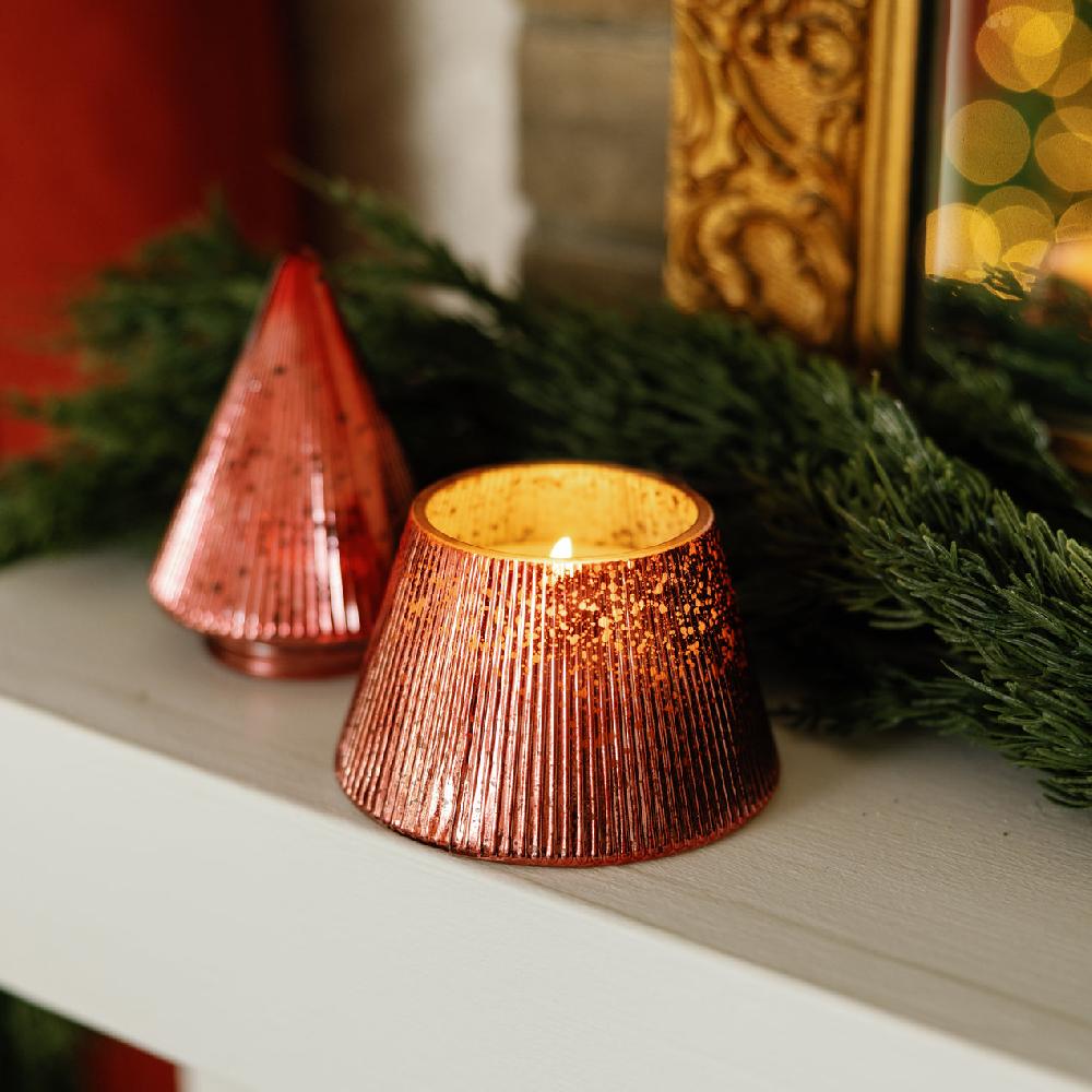 Reed & Barton Red Mercury Glass 7-oz Soy Wax Tree Candle Winter Berry