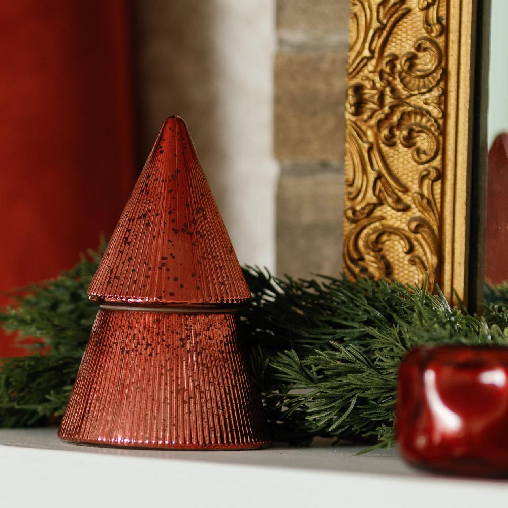 Reed & Barton Red Mercury Glass 7-oz Soy Wax Tree Candle Winter Berry