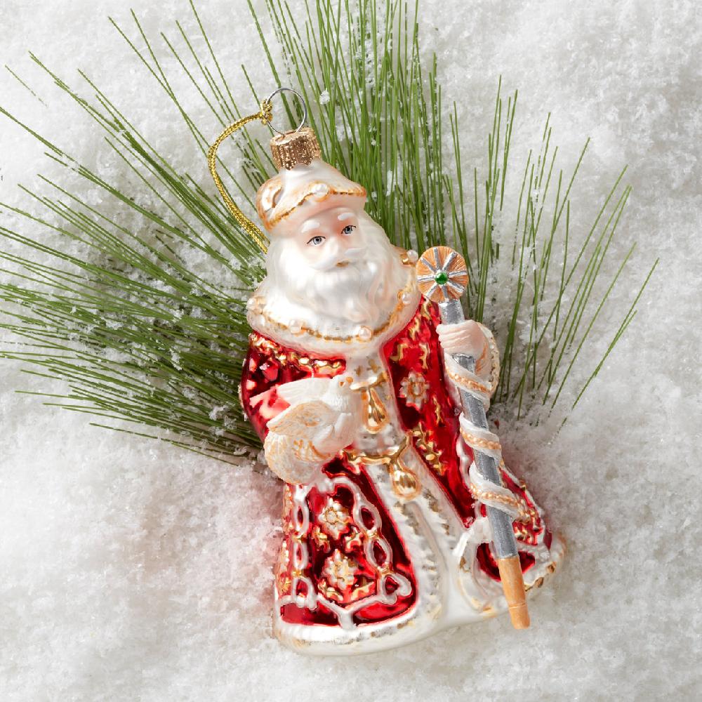 Reed & Barton 2025 Retro Blown Glass Santa Ornament