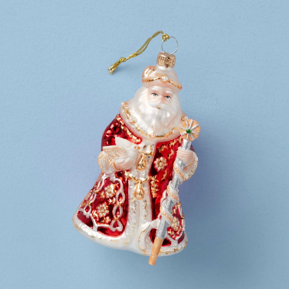 reed & barton 2025 Retro Blown Glass Santa Ornament