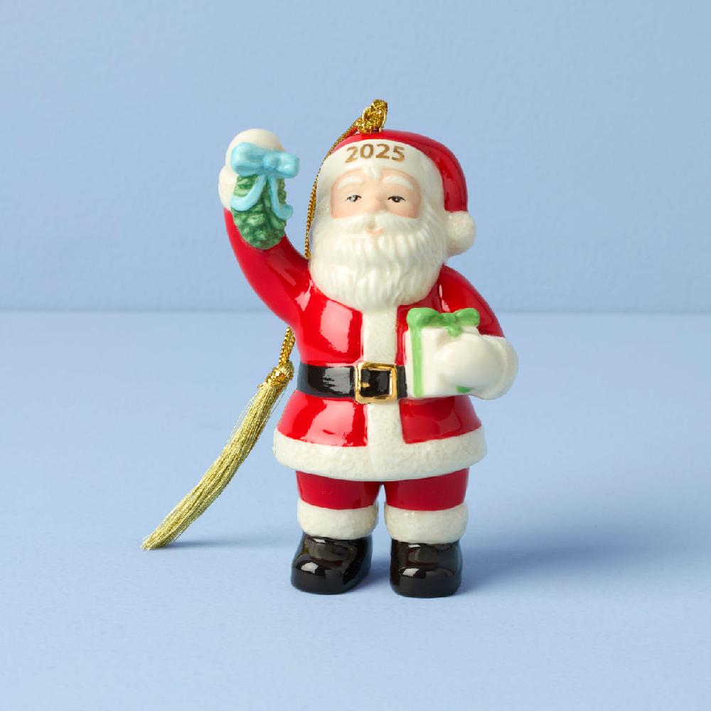 reed & barton 2025 Santa With Mistletoe Ornament
