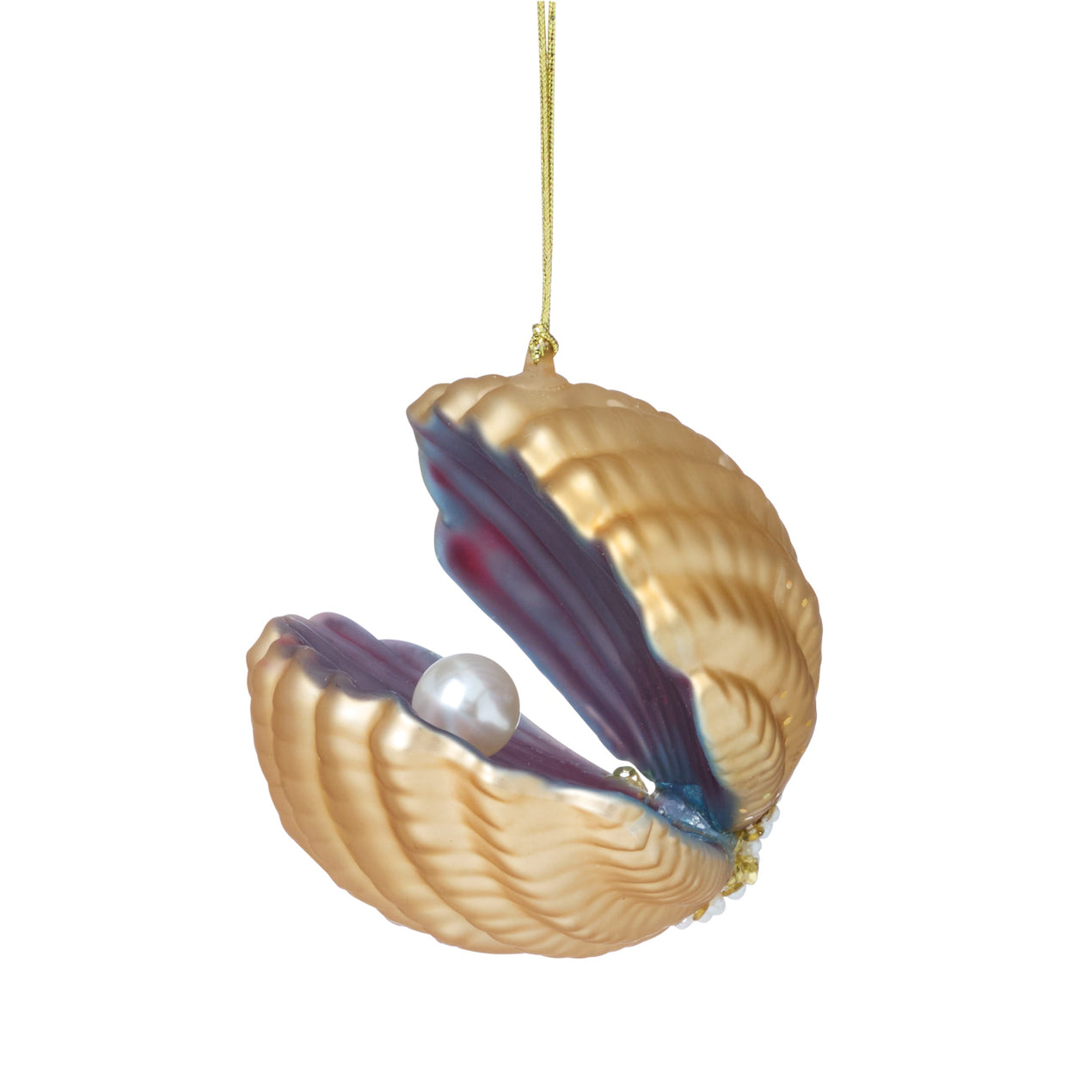 Reed & Barton Blown Glass Oyster W/ Pearl Ornament